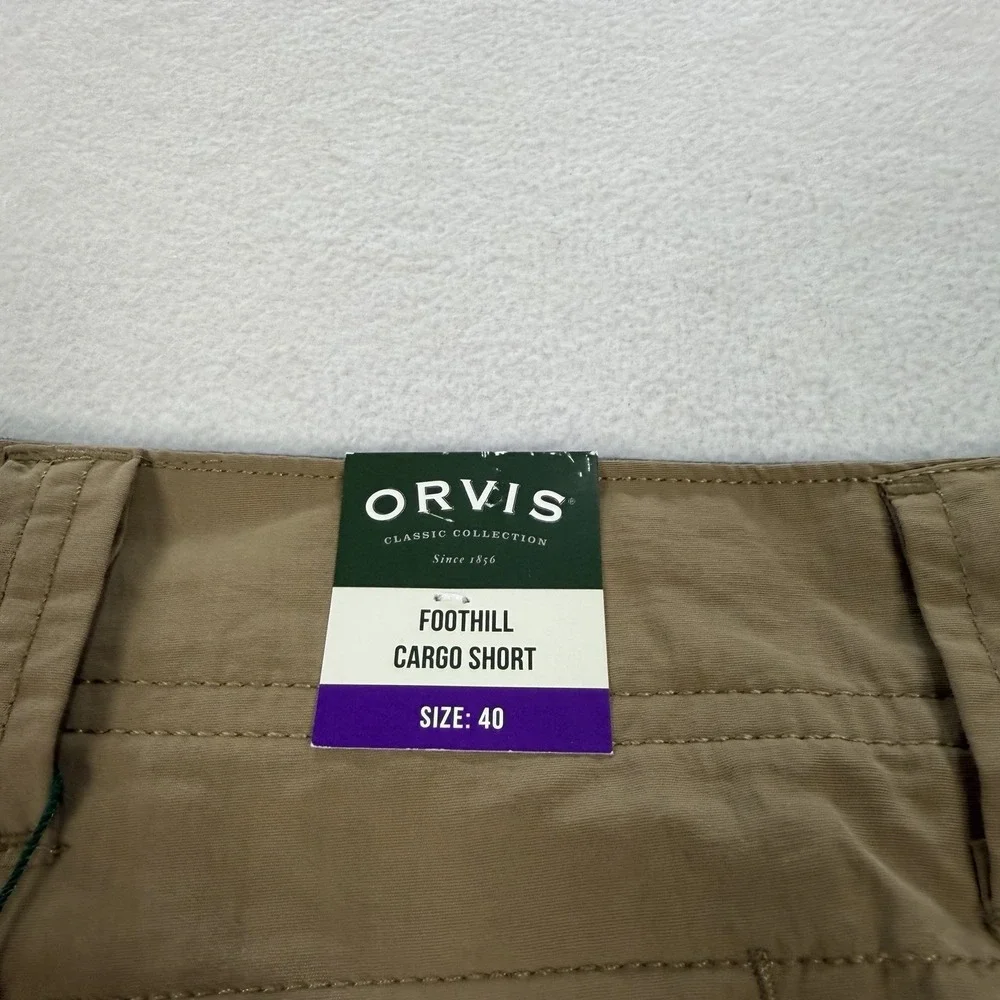 NWT Orvis Foothill Cargo Shorts Mens 40 Khaki Nylon Moisture Wicking
